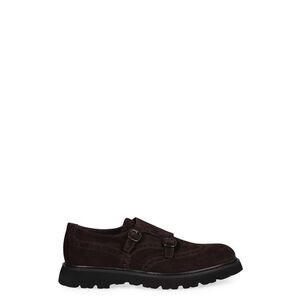 DOUCAL S Men's Double Monk Strap Suede Brogue Shoes Men BROWN Moccasins